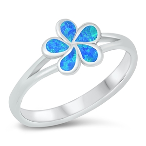 Silver Lab Opal Ring - Plumeria Flower