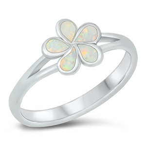 Silver Lab Opal Ring - Plumeria Flower