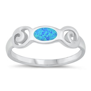 Silver Lab Opal Ring - Spirals