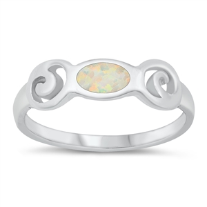 Silver Lab Opal Ring - Spirals