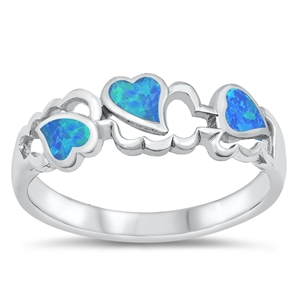 Silver Lab Opal Ring - Hearts