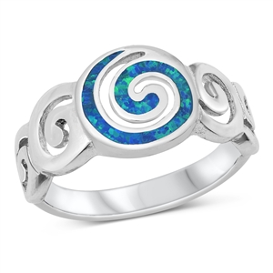 Silver Lab Opal Ring - Spirals