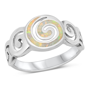 Silver Lab Opal Ring - Spirals