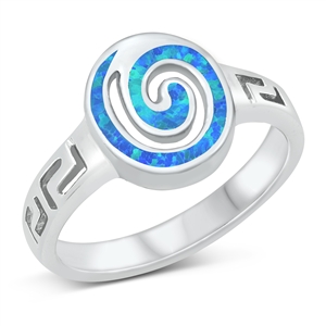 Silver Lab Opal Ring - Spiral