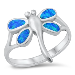 Silver Lab Opal Ring - Dragonfly