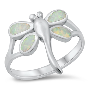 Silver Lab Opal Ring - Dragonfly