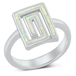 Silver Lab Opal Ring - Aztec