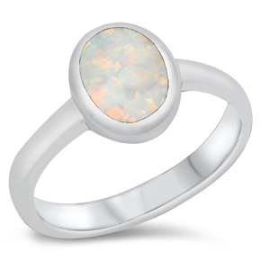 Silver Lab Opal Ring - Oval