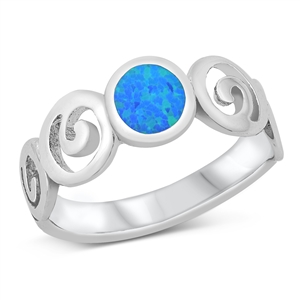 Silver Lab Opal Ring - Spirals Band