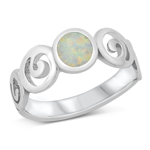 Silver Lab Opal Ring - Spirals Band