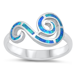 Silver Lab Opal Ring - Wind Symbol