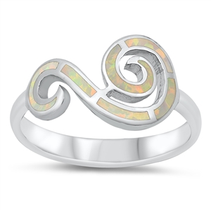 Silver Lab Opal Ring - Wind Symbol