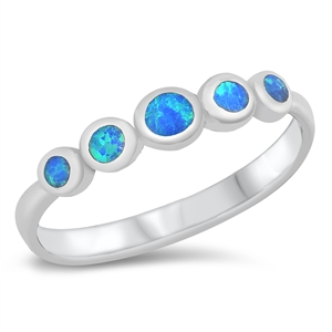 Silver Lab Opal Ring - Circles Band