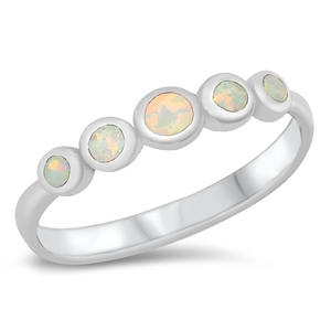 Silver Lab Opal Ring - Circles Band