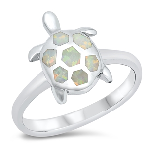 Silver Lab Opal Ring - Turtle