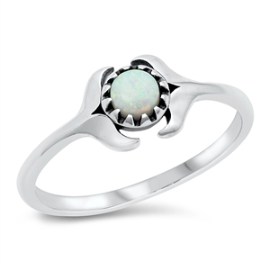 Silver Lab Opal Ring - Double Whale Tail