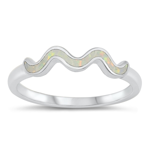 Silver Lab Opal Ring - Squiggle