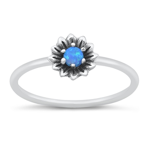 Silver Lab Opal Ring - Flower