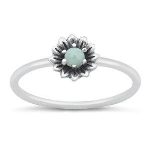 Silver Lab Opal Ring - Flower