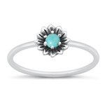 Silver Stone Ring - Flower
