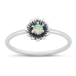 Silver Lab Opal Ring - Flower