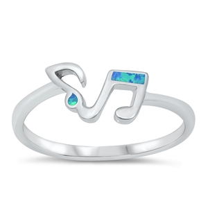 Silver Lab Opal Ring - Music Notes