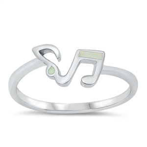 Silver Lab Opal Ring - Music Notes