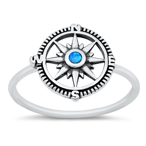 Silver Lab Opal Ring - Compass