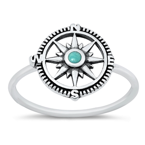 Silver Stone Ring - Compass