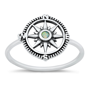 Silver Lab Opal Ring - Compass