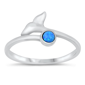 Silver Lab Opal Ring - Whale Tail