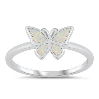 Silver Lab Opal Ring - Butterfly