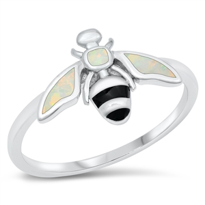 Silver Lab Opal Ring - Bee