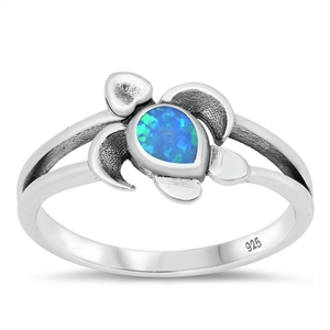 Silver Lab Opal Ring - Turtle