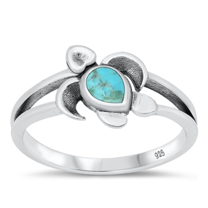 Silver Stone Ring - Sea Turtle