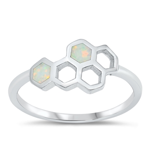 Silver Lab Opal Ring - Honeycomb