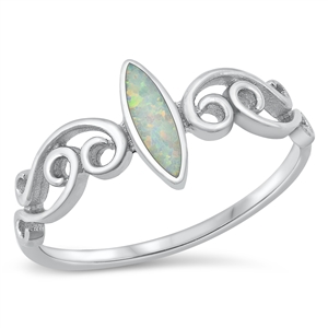 Silver Lab Opal Ring - Marquise