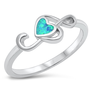 Silver Lab Opal Ring - Treble Clef Heart