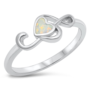 Silver Lab Opal Ring - Treble Clef Heart