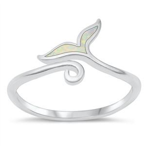 Silver Lab Opal Ring - Whale Tail