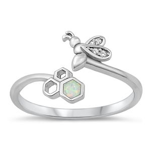 Silver Lab Opal Ring - Bee