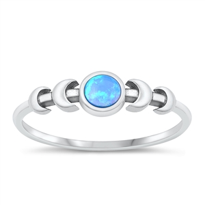 Silver Lab Opal Ring - Moon Phases