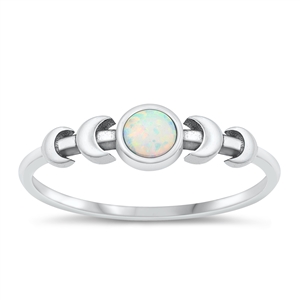 Silver Lab Opal Ring - Moon Phases