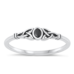 Silver Stone Ring - Celtic