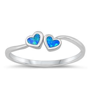 Silver Lab Opal Ring - Heart