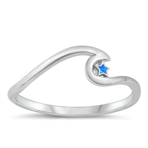 Silver Lab Opal Ring - Wave & Star