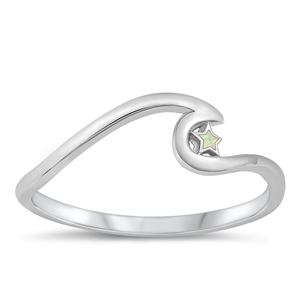 Silver Lab Opal Ring - Wave & Star