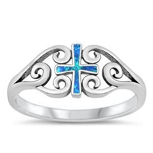 Silver Lab Opal Ring - Cross