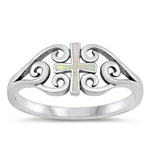 Silver Lab Opal Ring - Cross