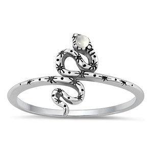Silver Stone Ring - Snake